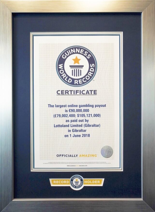 Lottoland's Guinness World Record for the biggest Online Gambling Payout 