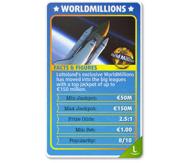 WorldMillions has fantastic prize odds and a jackpot of up to €150 million