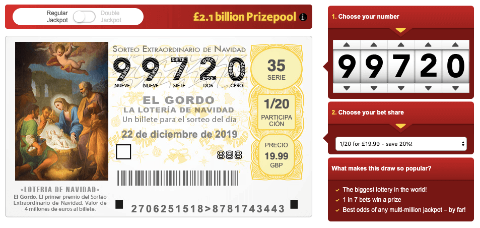 El Gordo ticket for the 2019 Spanish lottery