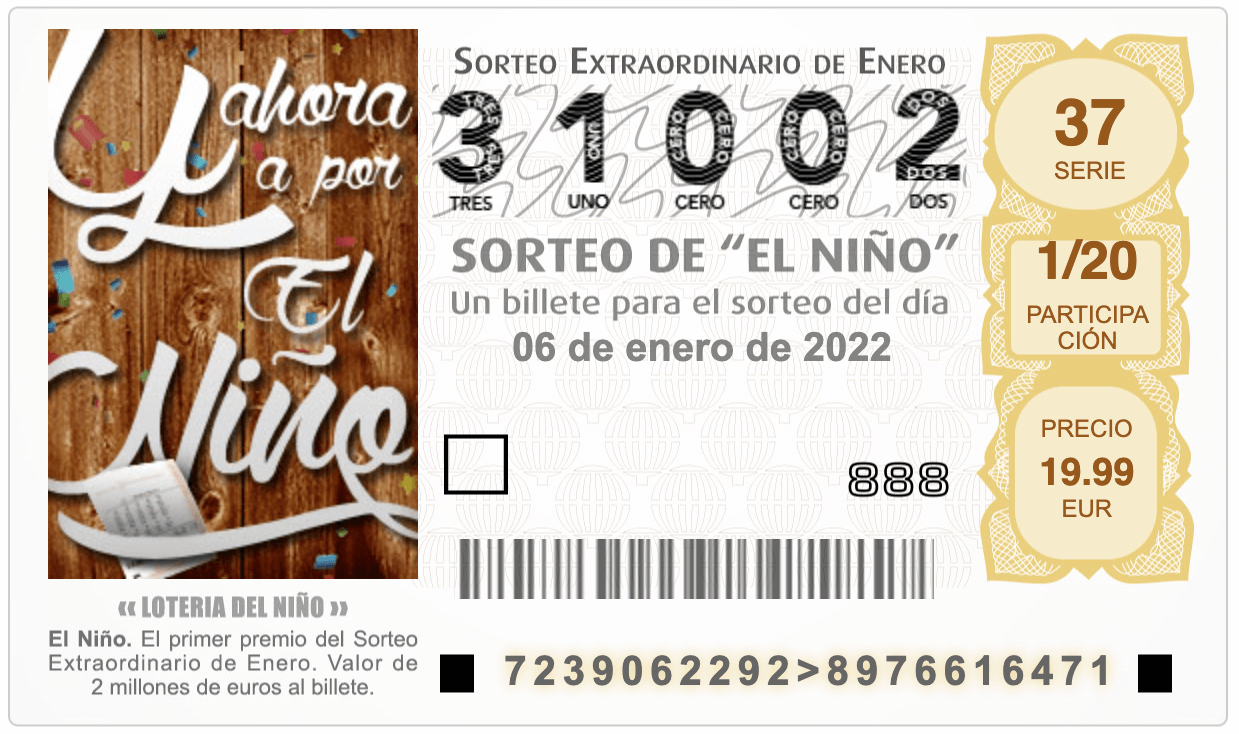 Spanish Christmas Lottery El Niño Lottery Ticket 2022