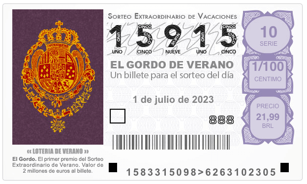 Bilhete loteria de verão da Espanha - aposta online