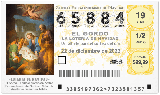 Bilhete do El Gordo -  a Loteria de Natal da Espanha (aposta online)
