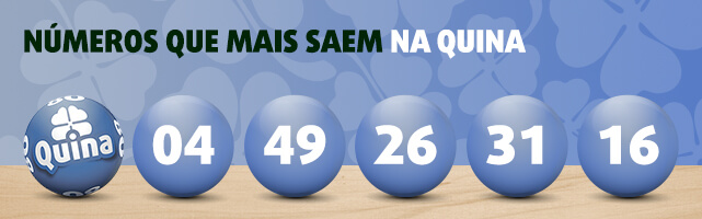 Banner com 5 números mais sorteados na Quina desde o seu lançamento