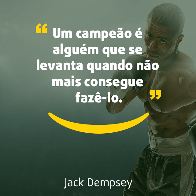 Imagem para Instagram sobre frases de esporte: “Um campeão é alguém que se levanta quando não mais consegue fazê-lo.” Jack Dempsey