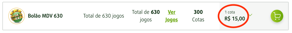 Imagem mostrando onde ver o valor do bolão da Mega da Virada