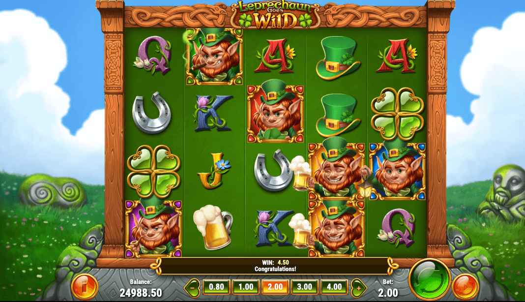 A screen shot from the popular Play N Go slot, Leprechaun Goes Wild