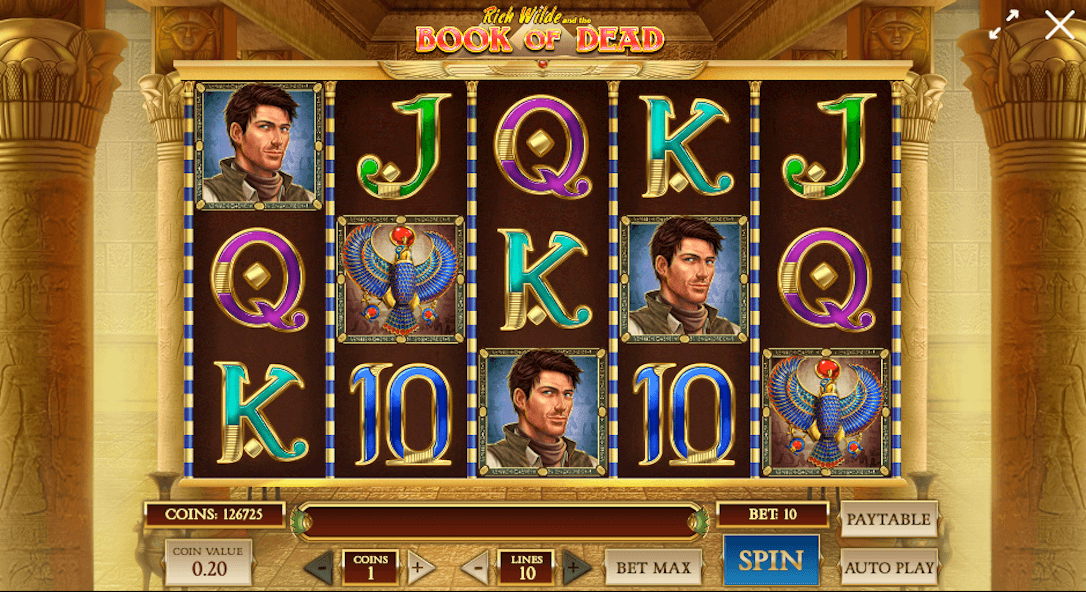 Screenshot from Rich Wilde and Book of Dead slot