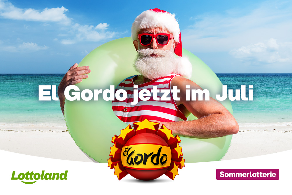 Titelbild zeigt einen Weihnachtsmann am Strand mit Schwimmring und Badeanzug